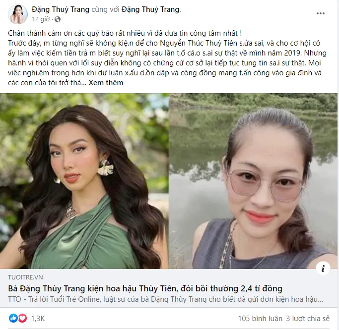 Bị đâm đơn kiện vì tranh chấp tiền bạc, phía Hoa hậu Thùy Tiên phản hồi gì?