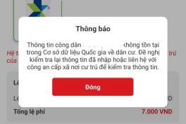 VneID báo 'Thông tin công dân ... không tồn tại trong CSDLQG về dân cư' và cách khắc phục