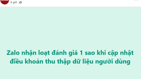 Zalo bị bão 1 sao và đánh giá tiêu cực, có ảnh hưởng gì đến Zalo không?
