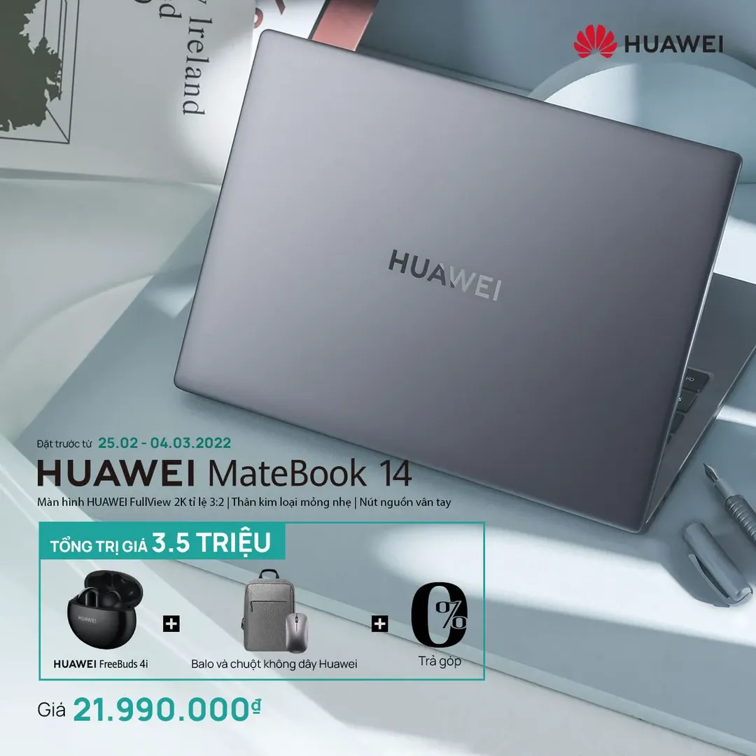 Huawei MateBook 14 chính thức ra mắt tại Việt Nam: laptop màn hình 2K tràn viền, giá từ 21,99 triệu đồng