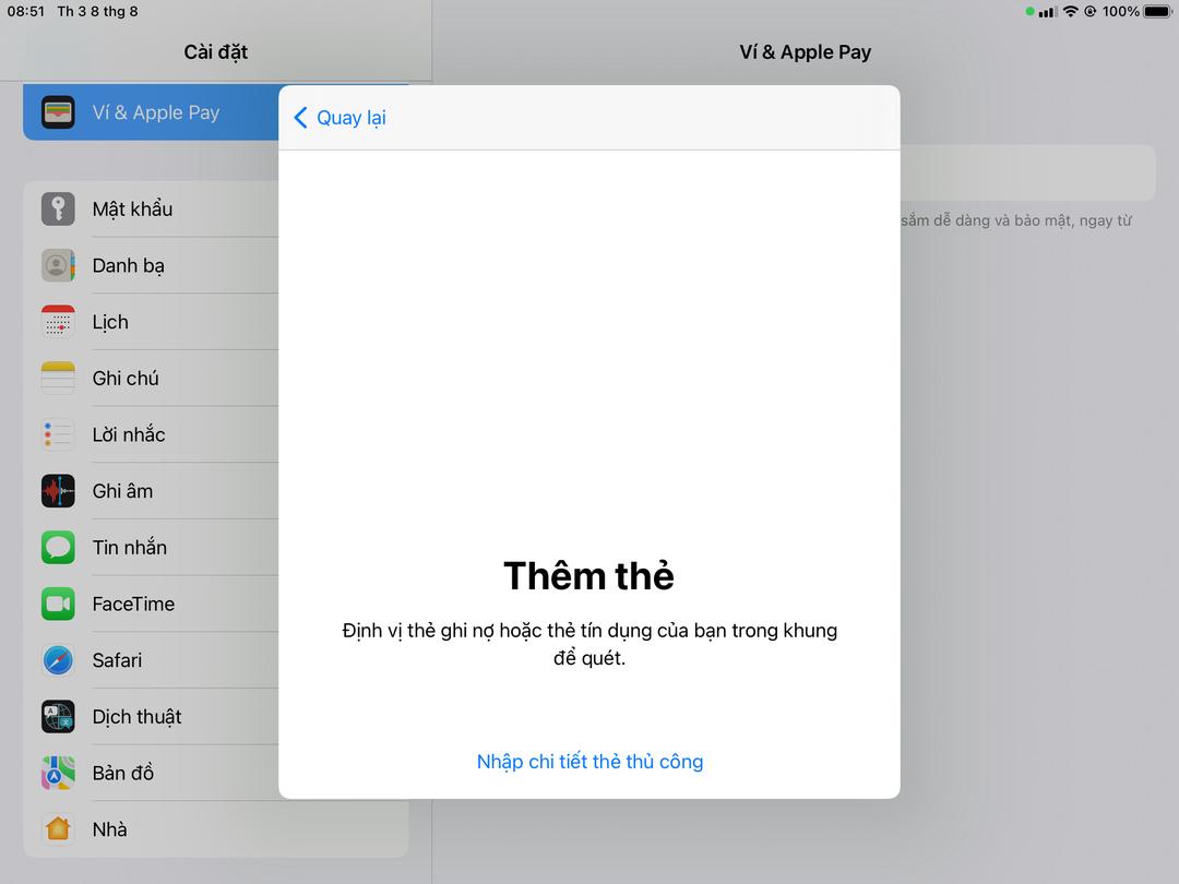 Cách thêm thẻ ngân hàng vào ví Apple Pay trên iPad mới nhất 2023
