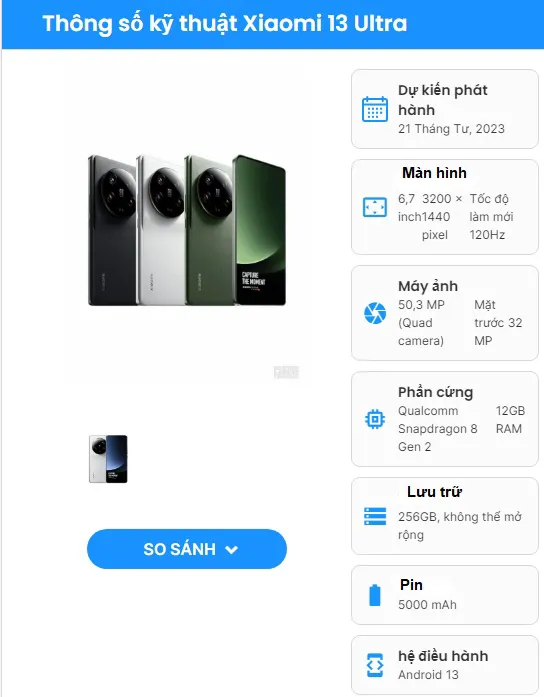 Thông số Mi 13 Ultra vừa ra mắt, so sánh với Mi 12S Ultra: chênh lệch thế nào? 