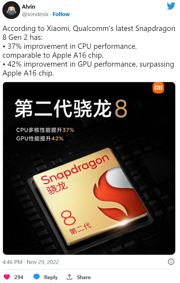 Xiaomi quảng cáo chip Qualcomm mạnh vượt trội A16 Bionic của Apple