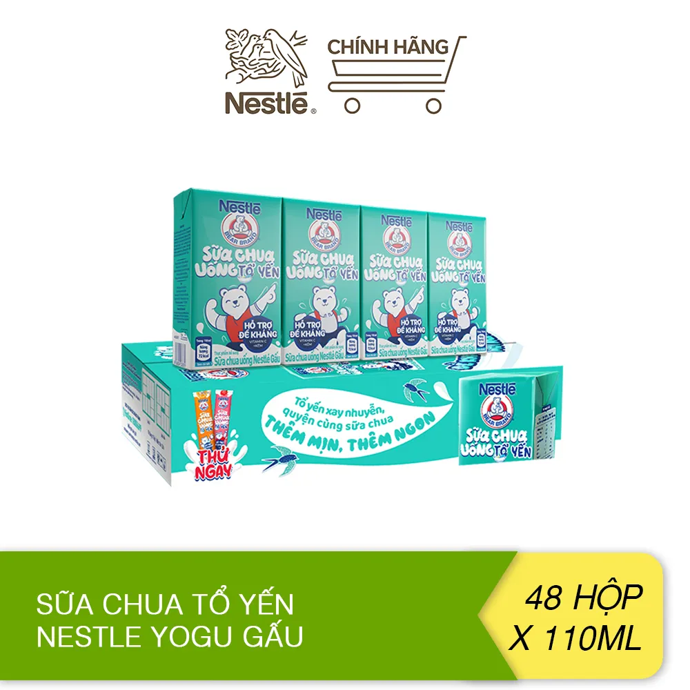 [Lazada sale 10/10] Sữa chua tổ yến Nestle Yogu Gấu thùng 48 hộp giảm 25%