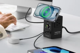 Pisen 140W: Bộ sạc đa năng tích hợp AC, USB và sạc không dây MagSafe tất cả trong một, gọn gàng, ngăn nắp