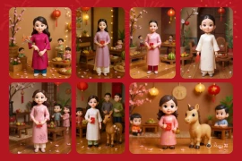 Khi công nghệ "thổi hồn" vào Tết cổ truyền: Giới trẻ rần rần tạo ảnh Chibi áo dài và Sticker xin lì xì "độc bản"