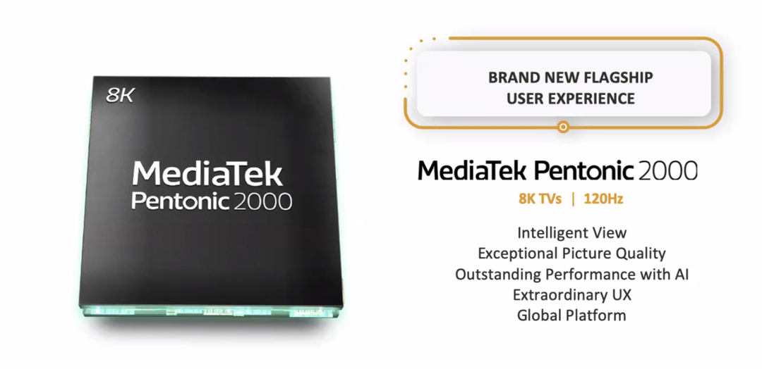 MediaTek Pentonic 2000 ra mắt: tuyên bố là chip TV nhanh nhất hiện nay, hỗ trợ 8K 120Hz và cả 5G, WiFi 6E 