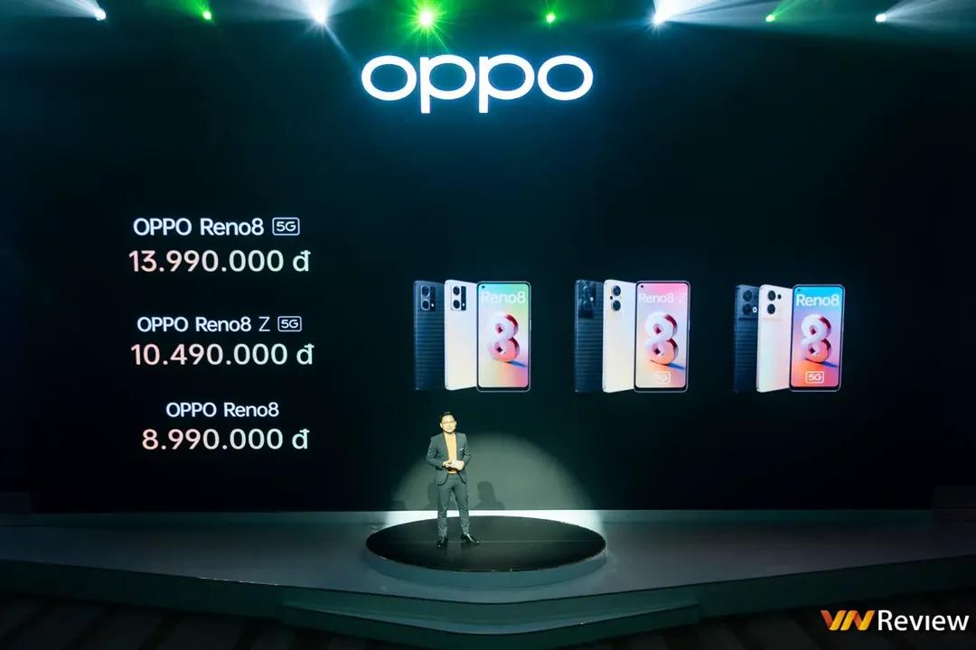 Oppo ra liền lúc ba chiếc Reno8 5G, Reno8 Z 5G và Reno8 4G tại Việt Nam, giá từ 9 đến 14 triệu đồng
