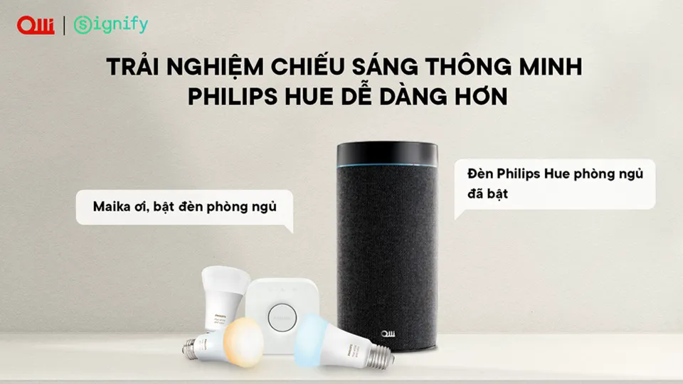 thumbnail - Loa Olli Maika hỗ trợ điều khiển đèn thông minh Philips Hue bằng tiếng Việt