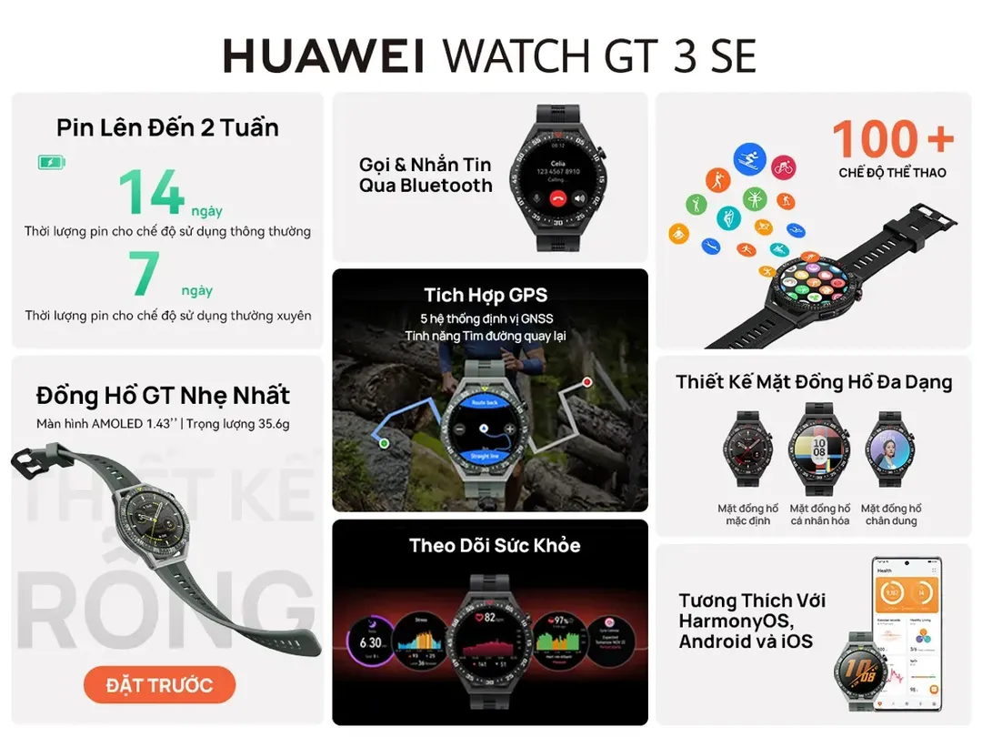 Huawei trình làng Watch GT3 SE tại Việt Nam, smartwatch dòng GT nhẹ nhất, kiểu dáng thể thao, giá dễ tiếp cận hơn