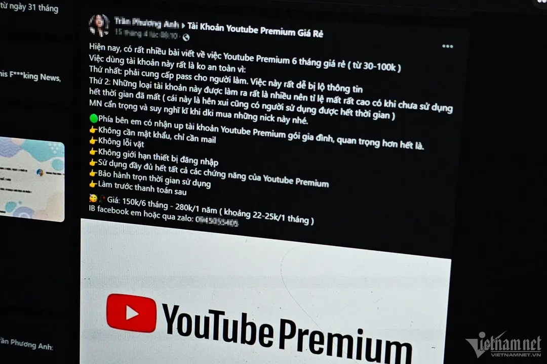 Chợ đen mua bán tài khoản Youtube Premium nhộn nhịp, giá rẻ hơn bát phở