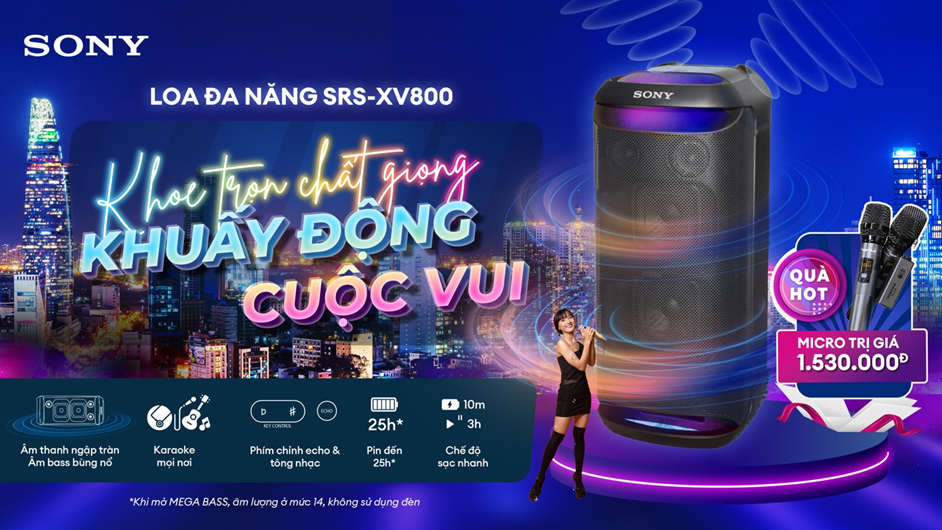 Sony SRS-XV800 ra mắt Việt Nam: loa karaoke di động với âm thanh đa hướng, pin tới 25 tiếng, giá 15 triệu đồng