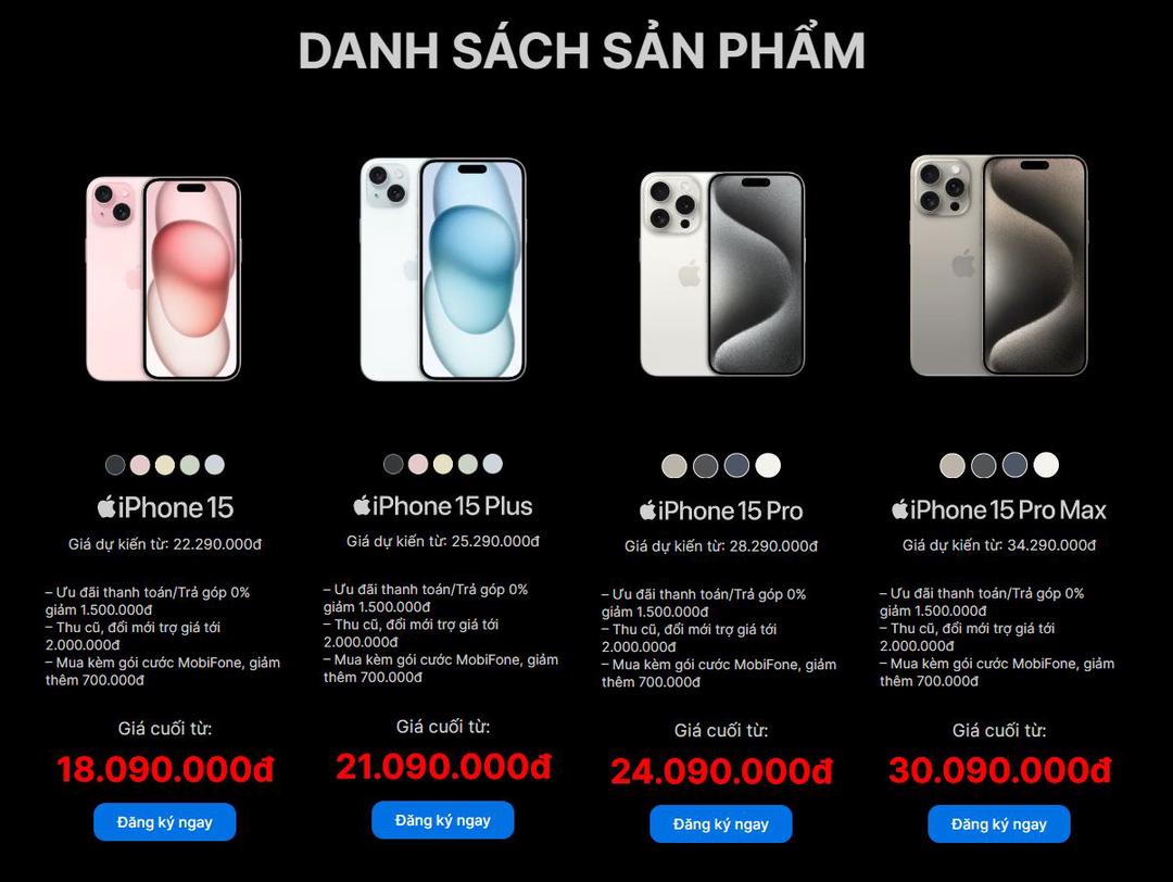 Đại lý tại Việt Nam phân phối iPhone 15 với mức giá như nào?