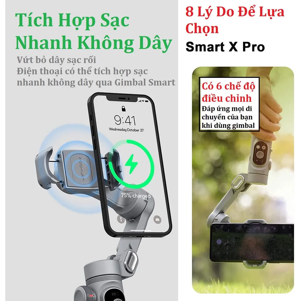 [Lazada sale 11.11] Gimbal chống rung cực xịn cho smartphone, có đèn LED, màn hình điều khiển, gọn nhẹ dễ  dùng