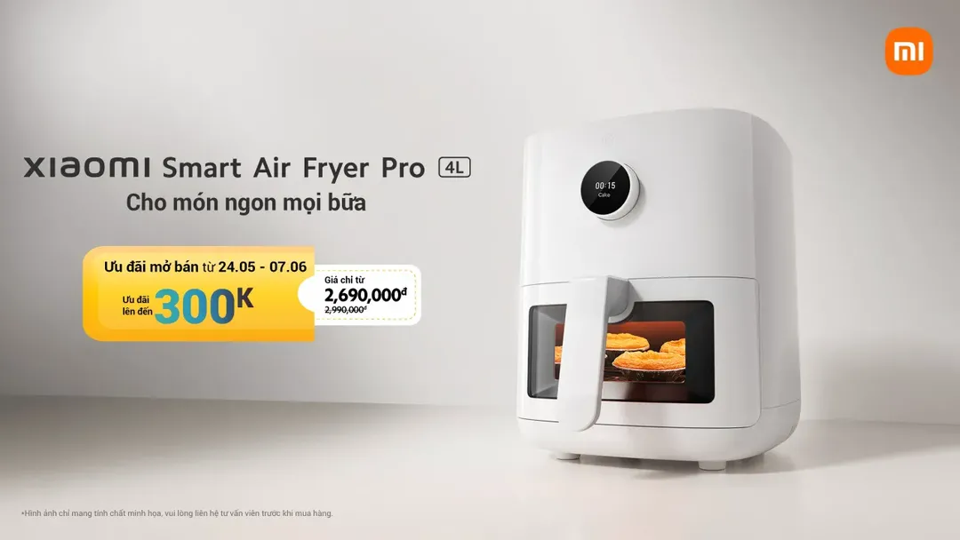 “Ngấy” điện thoại, Xiaomi chuyển sang ra mắt nồi chiên không dầu thông minh Xiaomi Smart Air Fryer Pro 4L tại Việt Nam, giá 2,69 triệu đồng