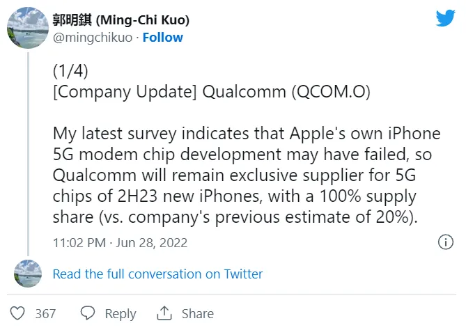 Đến Apple cũng phát triển “thất bại” modem 5G, đành phải mua chip Qualcomm cho iPhone
