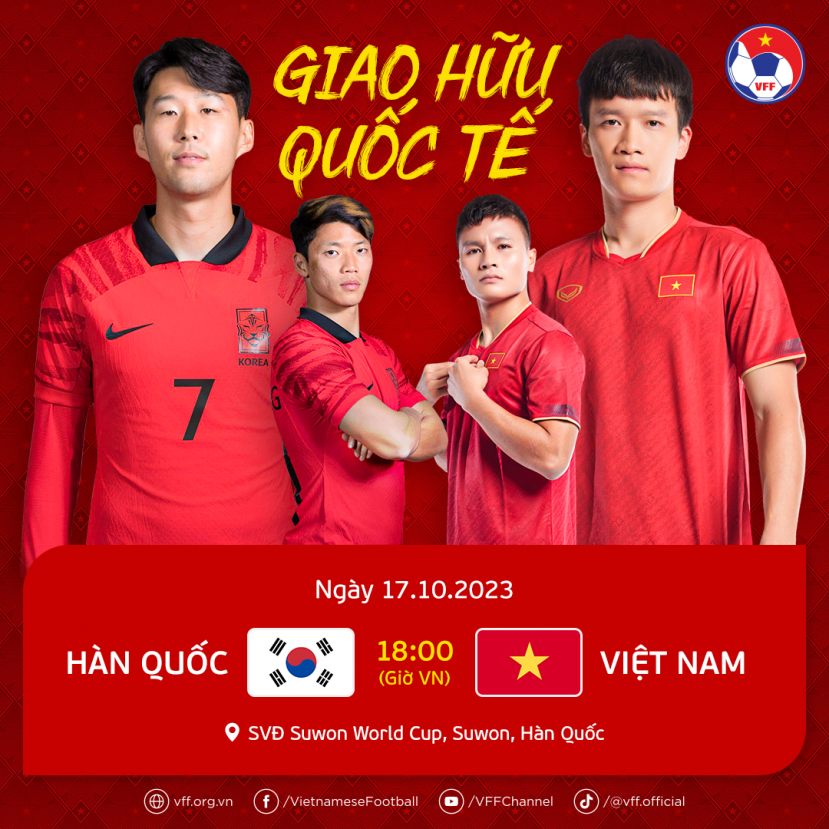 Lịch thi đấu của đội tuyển Việt Nam trong tháng 10: Trận Việt Nam vs Hàn Quốc khi nào đá?