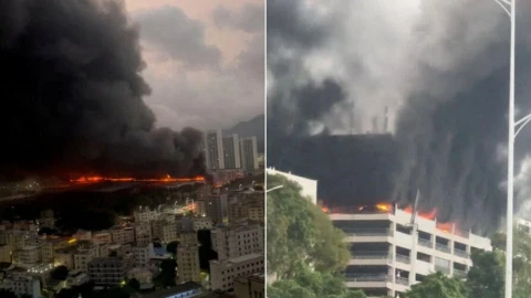 Bãi đỗ xe ở Thâm Quyến của BYD bị cháy. Lửa bùng phát khủng khiếp