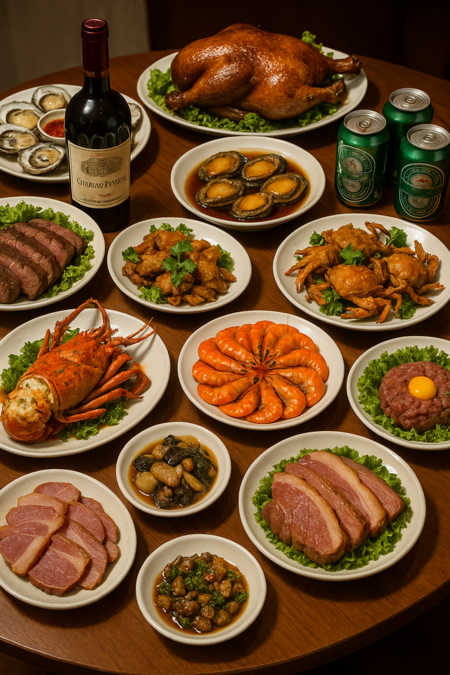 sơn hào, hải vị, rượu thượng hạng