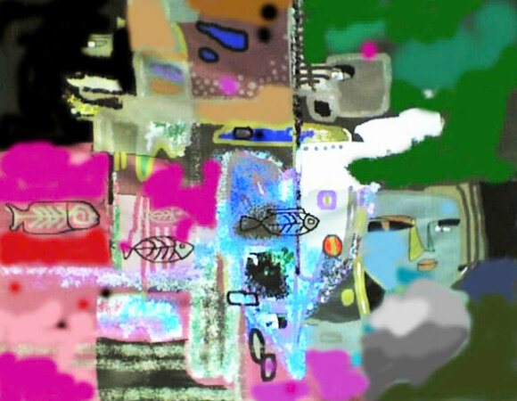 Tác phẩm "Môi trường", tác giả Trần Chỉnh, chất liệu đồ họa, NST 2006