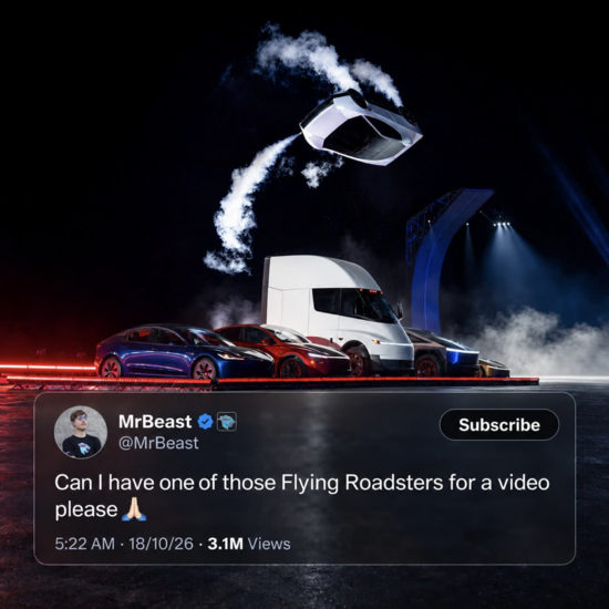 MrBeast đang đề nghị có một chiếc Tesla Roadster biết bay để làm video