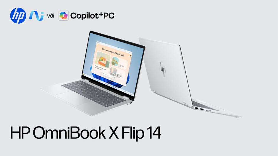 HP OmniBook X Flip 14: Laptop chuẩn Copilot+ PC với AI mạnh mẽ, thiết kế linh hoạt cho người dùng hiện đại