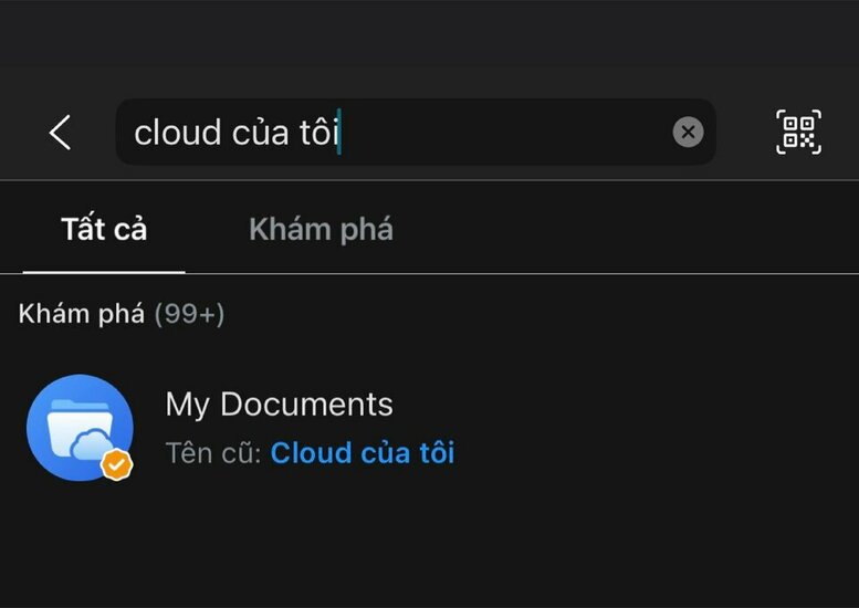 Zalo đổi tên Cloud của tôi thành My Document