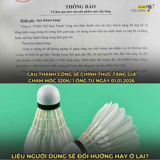 Cầu lông tăng giá lên 320.000VND/ống