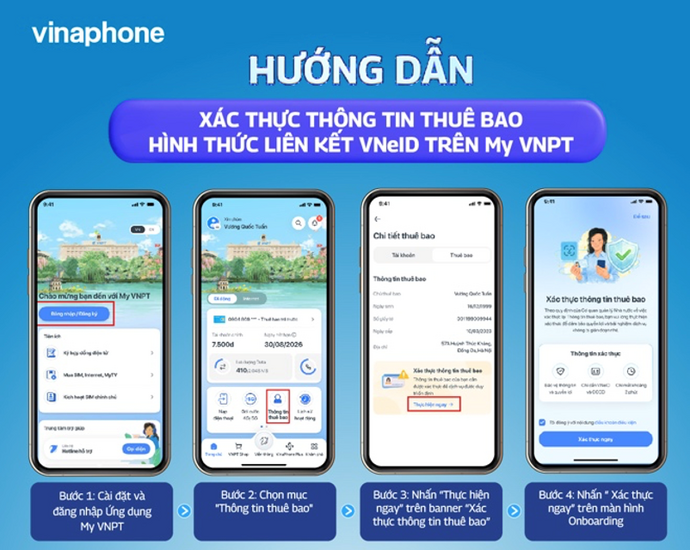 Cách xác thực thông tin thuê bao VinaPhone trên ứng dụng MyVNPT